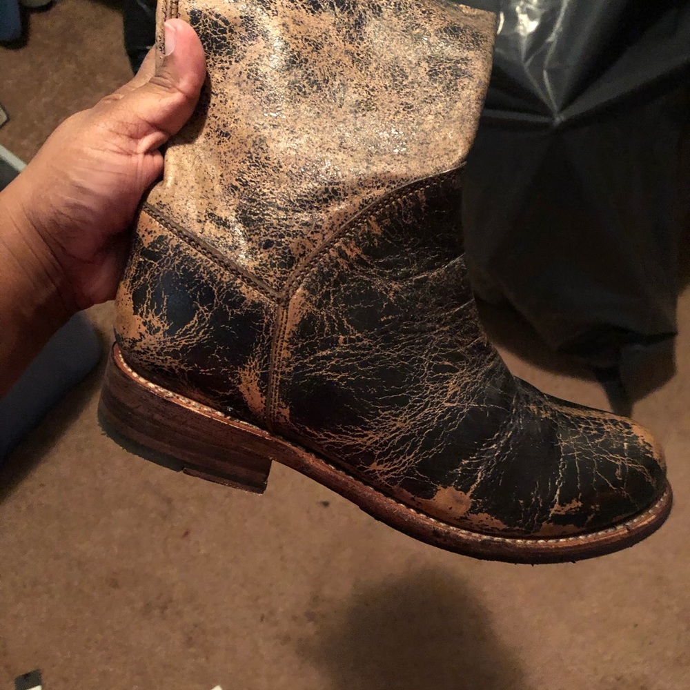 Distressed leather boots